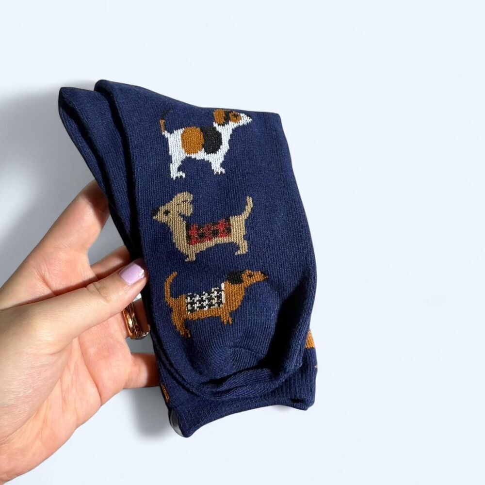 Navy blue socks with cute dog poodle designs | NEW | One size | Unisex - Picture 2 of 3